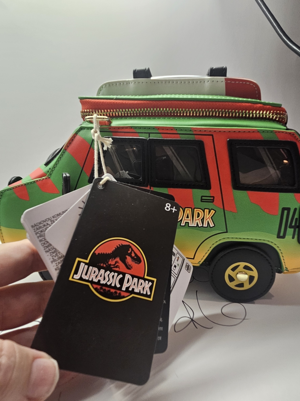 Loungefly Jurassic Park Green Red Van Crossbody Bag - Picture 6 of 10